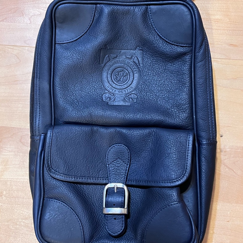 Claire Chase Navy Leather PGA Golf Shoe Bag w/Tony’s Fresh Market Logo NWT